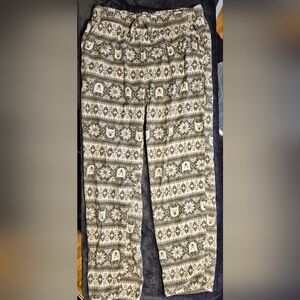 Old Navy Cream and Gray Bear Print Pajama Pants